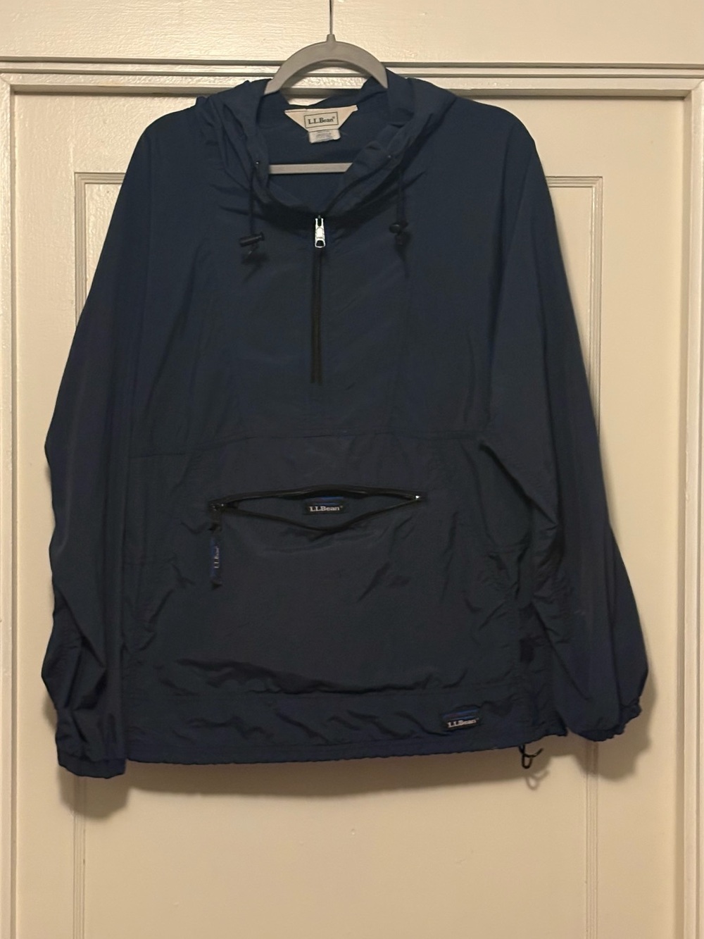 L.L. Bean Navy Hooded Pullover Windbreaker